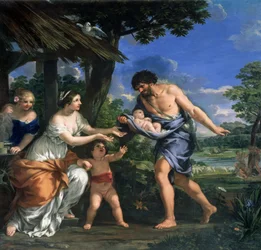 Faustolo affida Romolo e Remo a sua moglie Acca Larenzia, c.1643